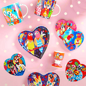 Love Heart Bird Coasters (set of 6)