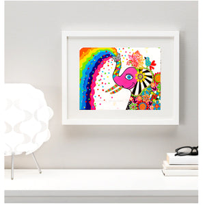 Wall Art Framed Print - Sunshower - Elephant