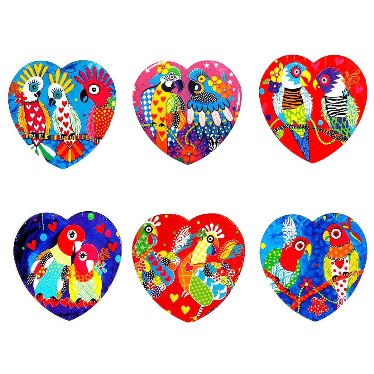 Love Heart Bird Coasters (set of 6)