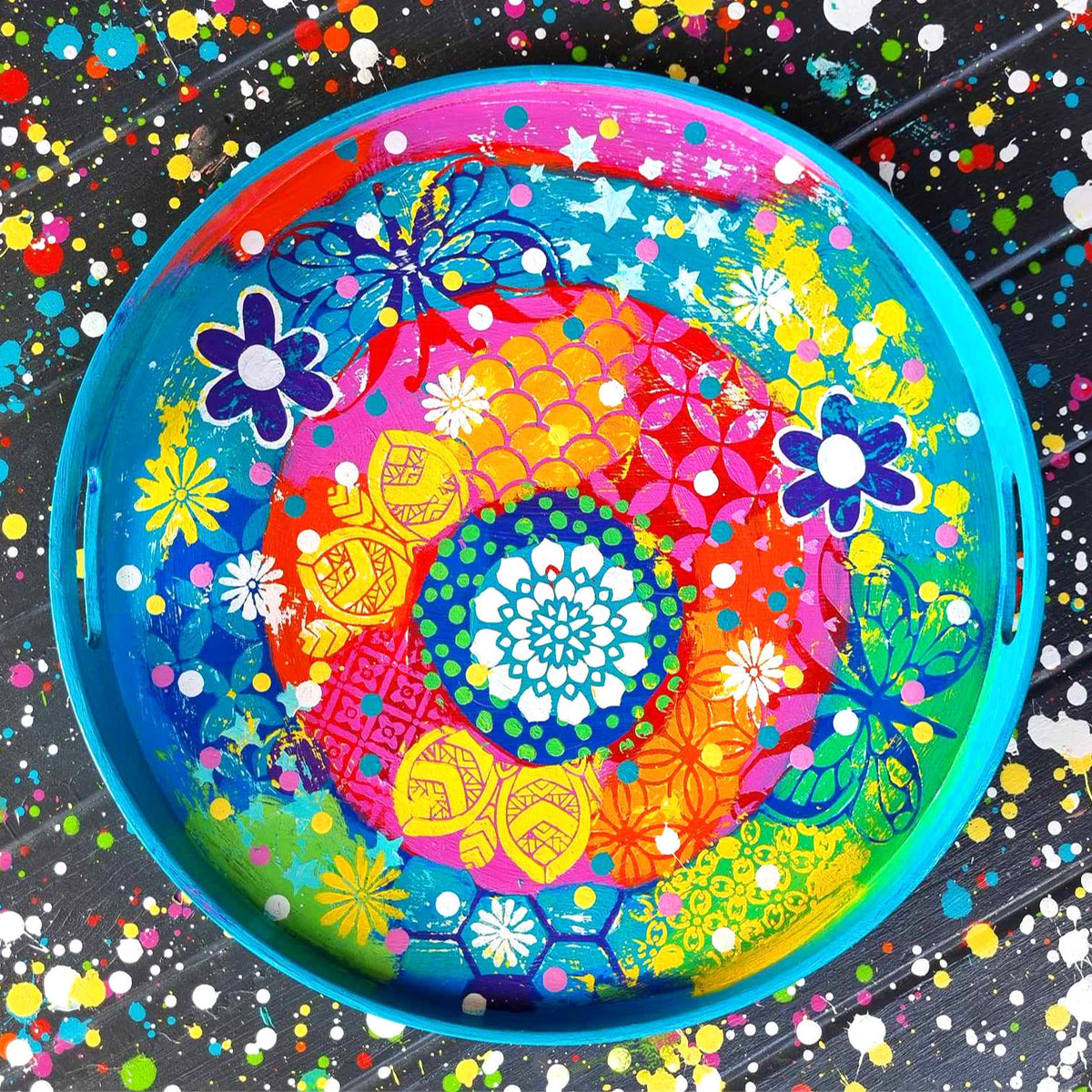 Original Painting - The Painted Tray Turquoise 2