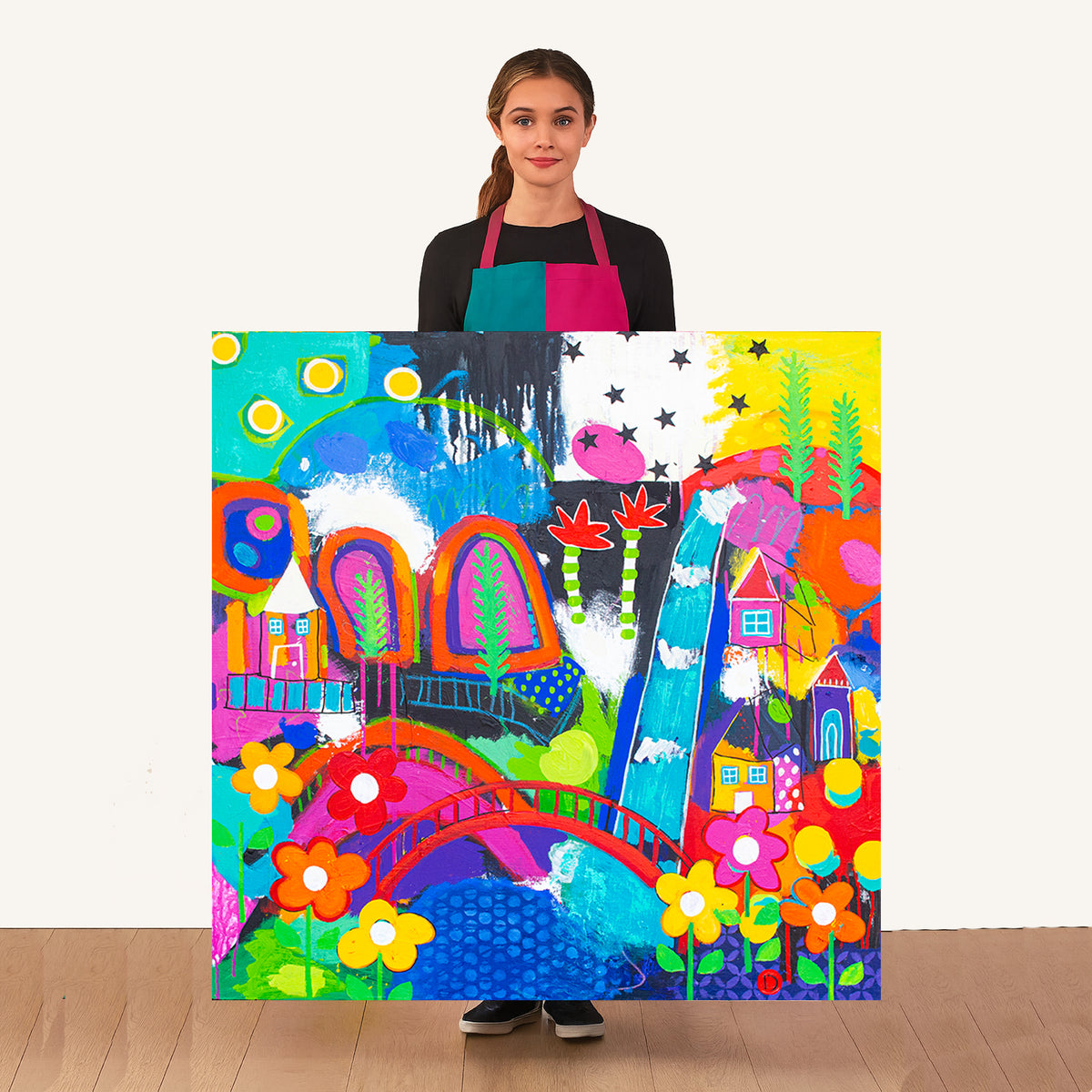 Original Painting - Bridge Over Rainbowville