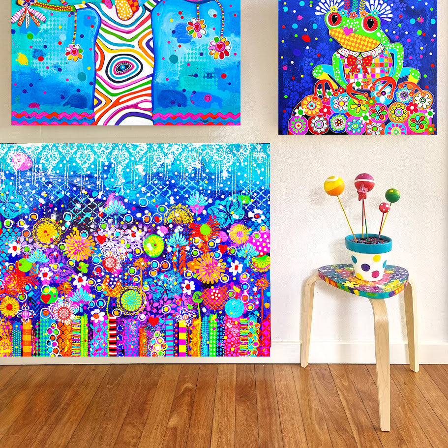 Boho Botanic Art Table - Hand Painted