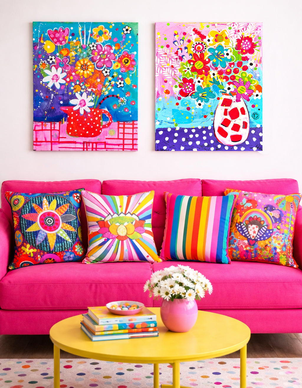 Original Painting - Still Life on Polka Dot Table Cloth