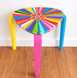 Candy Stripes Art Table - Hand Painted