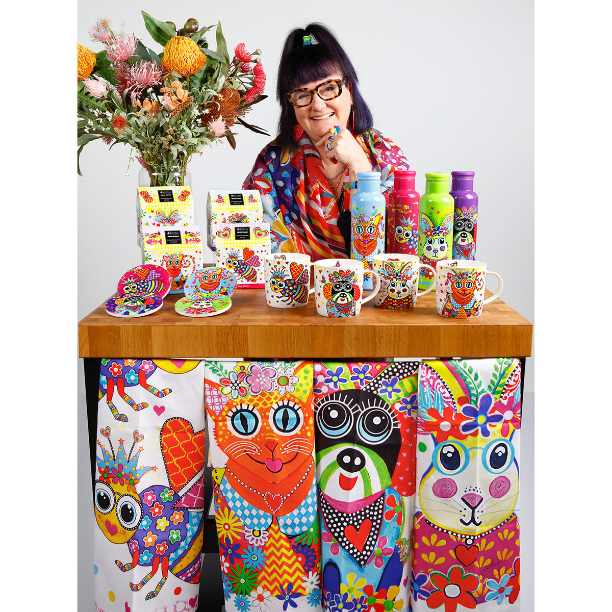 Kaleidoscope Rabbit Tea Towel