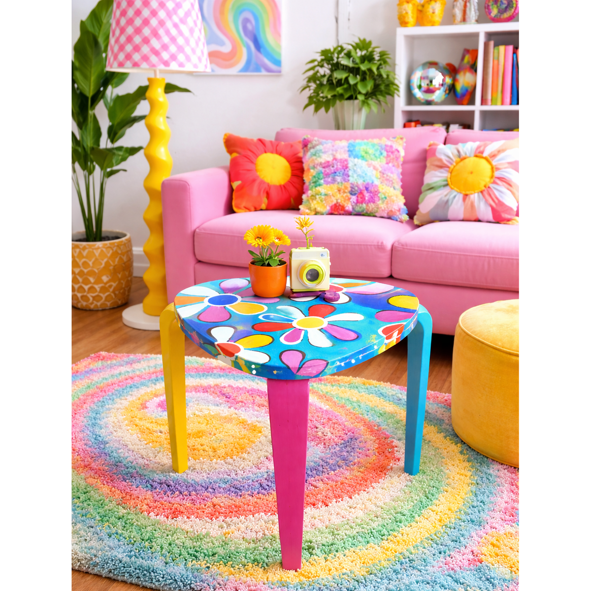 Flower Power Art Table - Hand Painted
