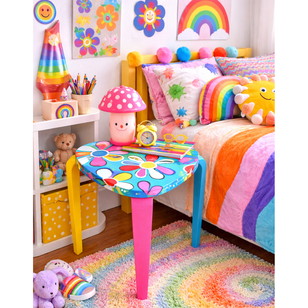 Flower Power Art Table - Hand Painted