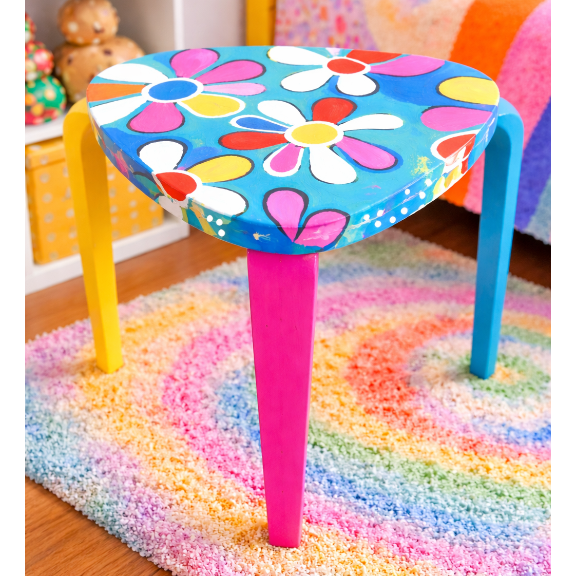 Flower Power Art Table - Hand Painted