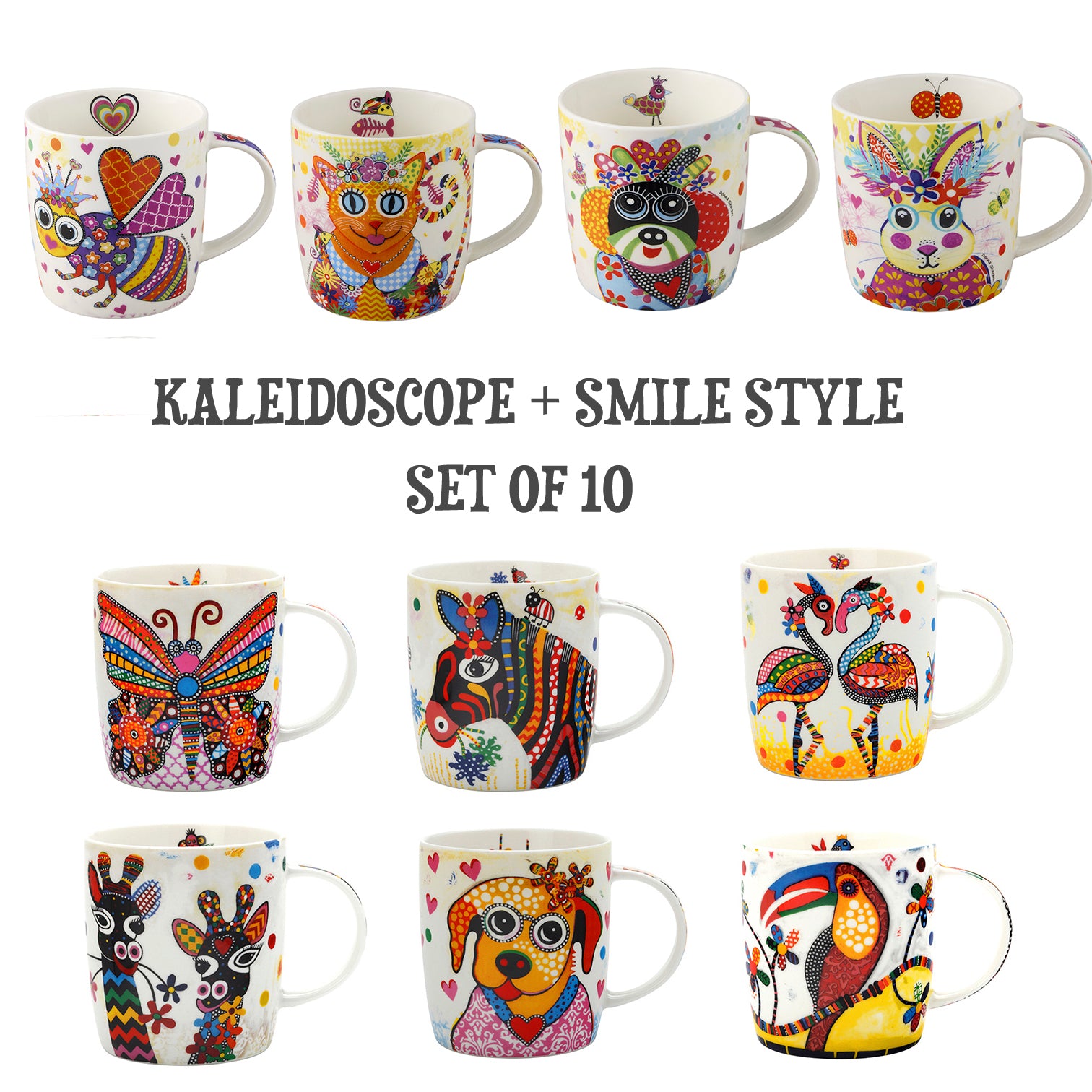 Smile Style & Kaleidoscope Mugs (set of 10)