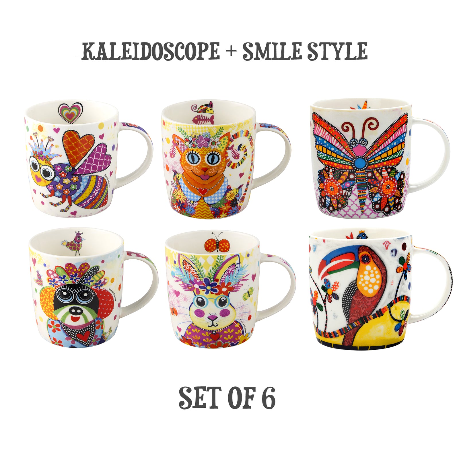 Smile Style & Kaleidoscope Mugs (set of 6)