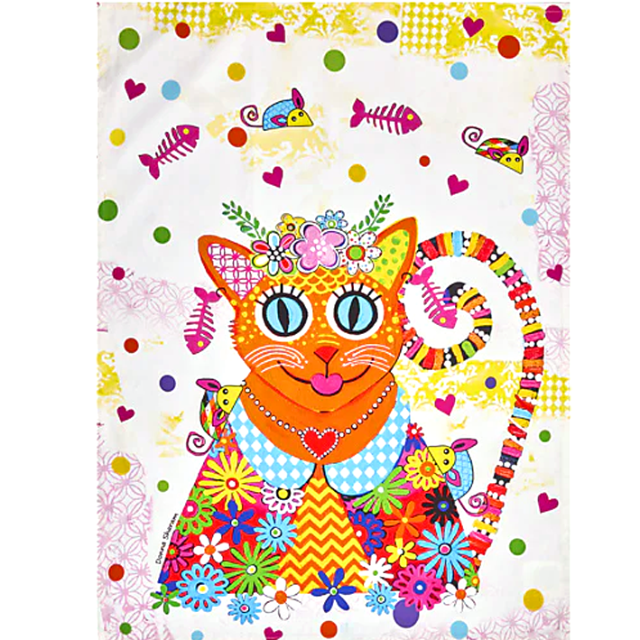 Kaleidoscope Cat Tea Towel
