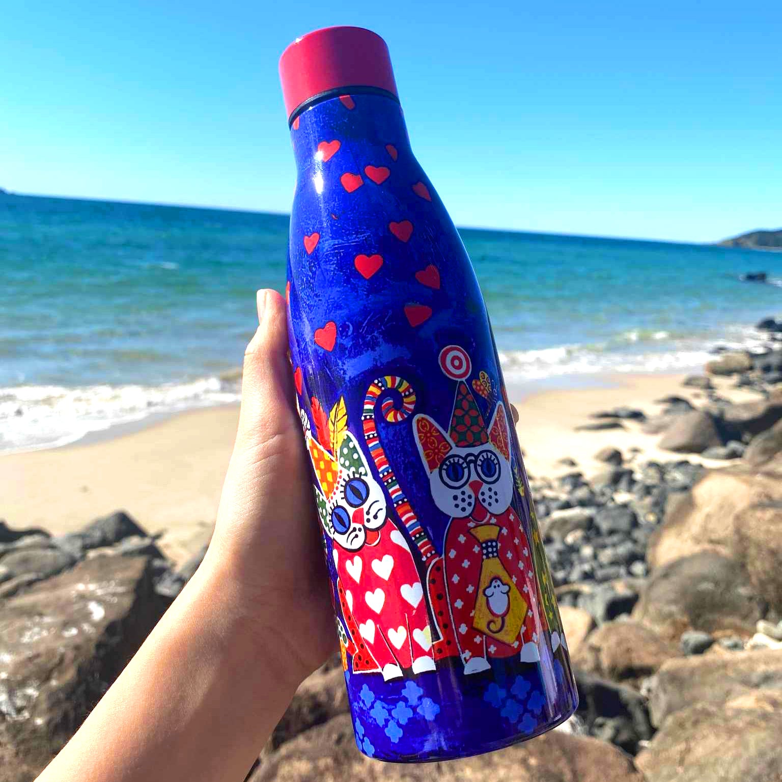 Love Hearts Cat Drink Bottle