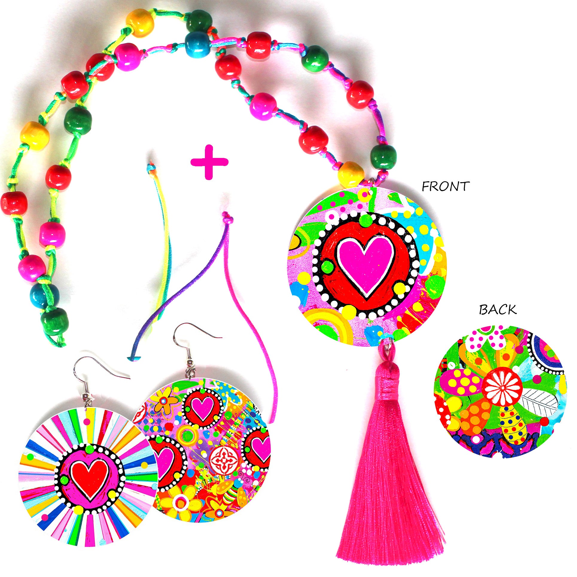 Rainbow Love Necklace & Matching Earrings