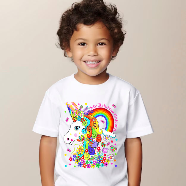 Kids T-shirt Rainbow Unicorn Donna Sharam Art Gallery