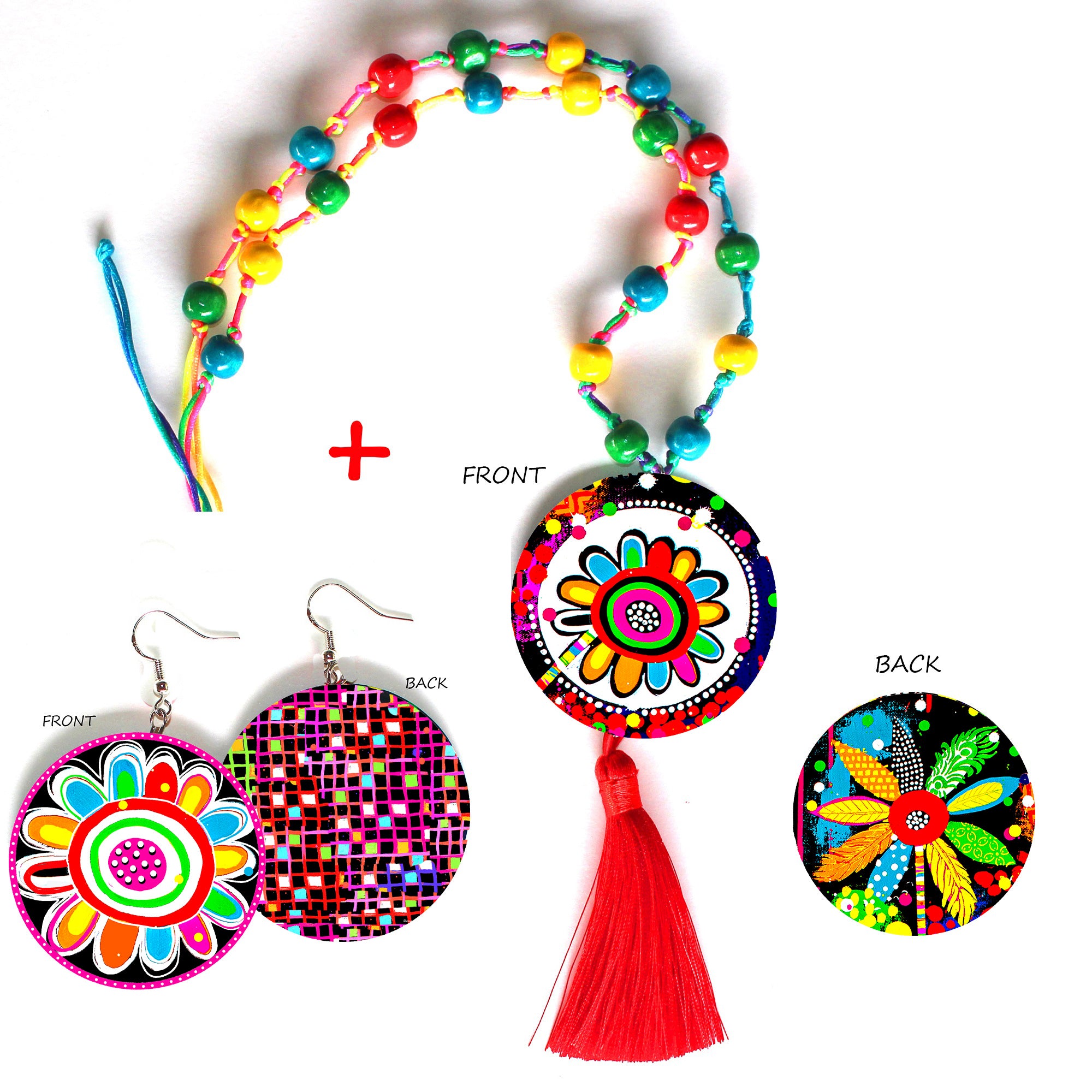 Flower Flash Necklace & Matching Earrings