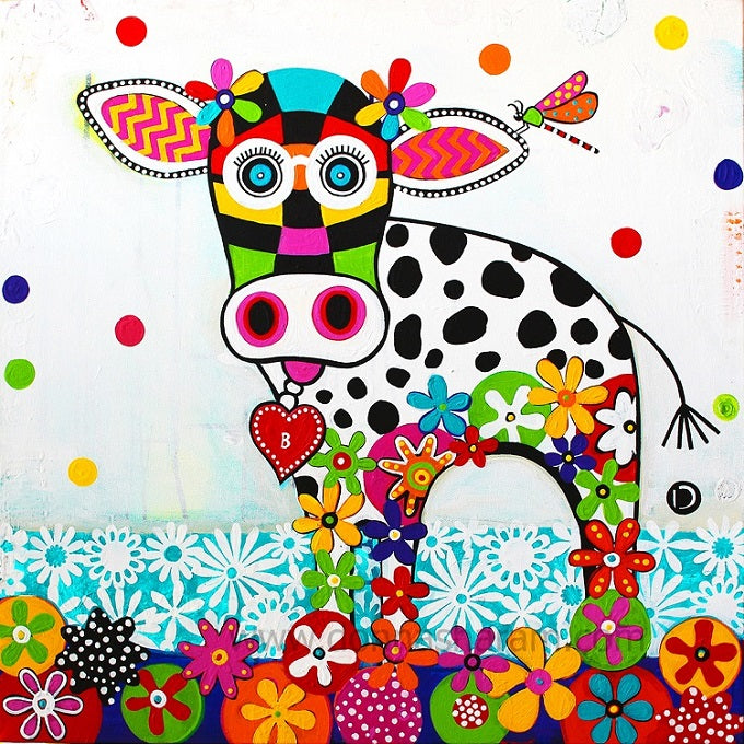 Canvas Wall Art - Betsy Loves Roses - Cow