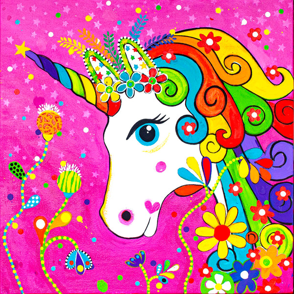 Canvas Wall Art - Rainbow Unicorn 1 - Donna Sharam Art Gallery