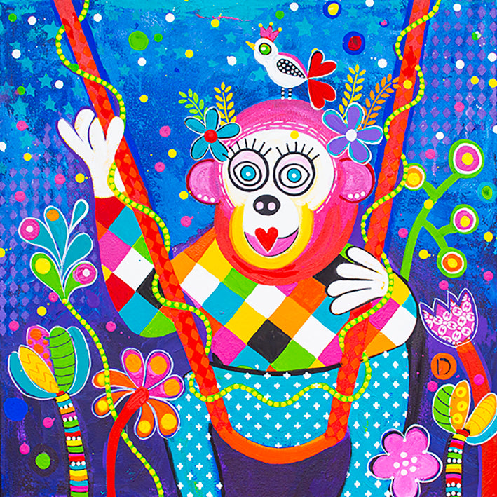 Original Painting - Swinging Around - Monkey