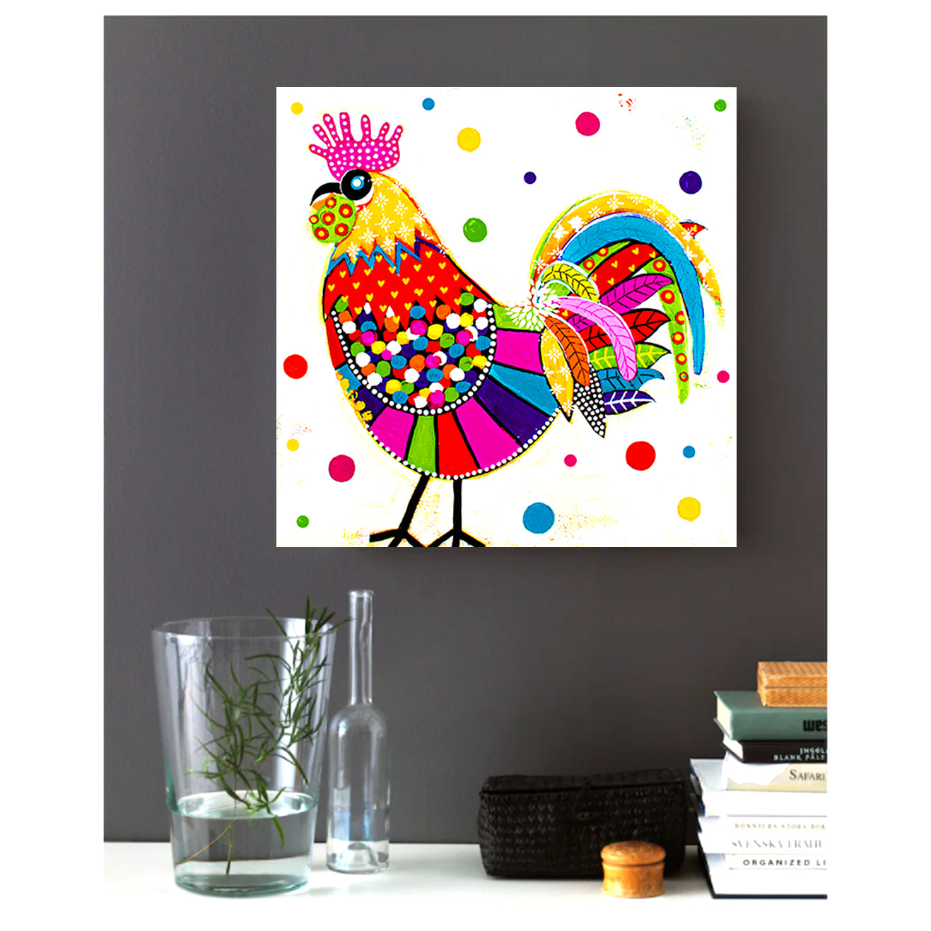 Original Painting - Rainbow Rooster
