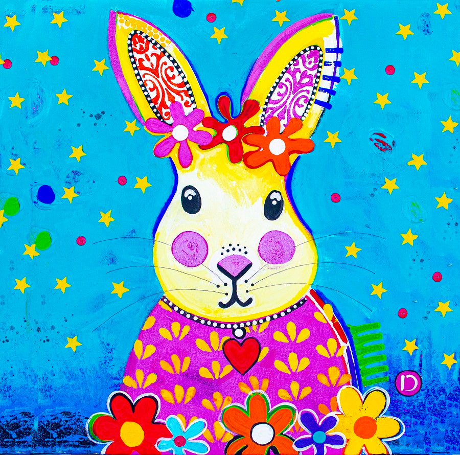 Arty Rabbit Canvas Wall Art - Witty Rabbit - Donna Sharam Art Gallery