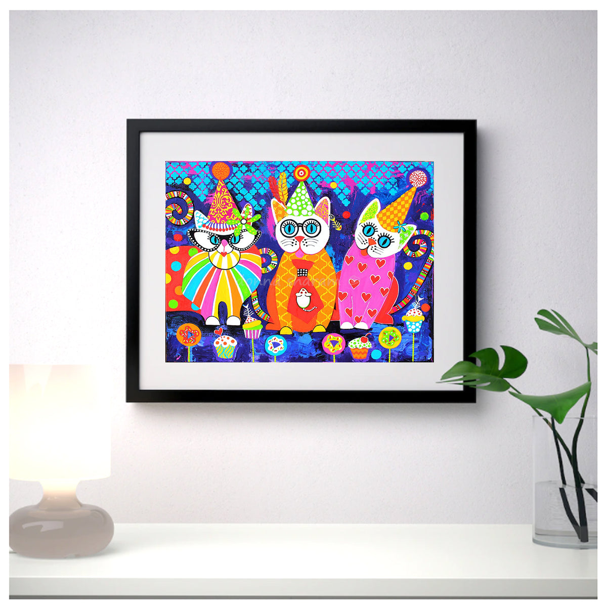 Wall Art Framed Print - Cupcakes - Cats