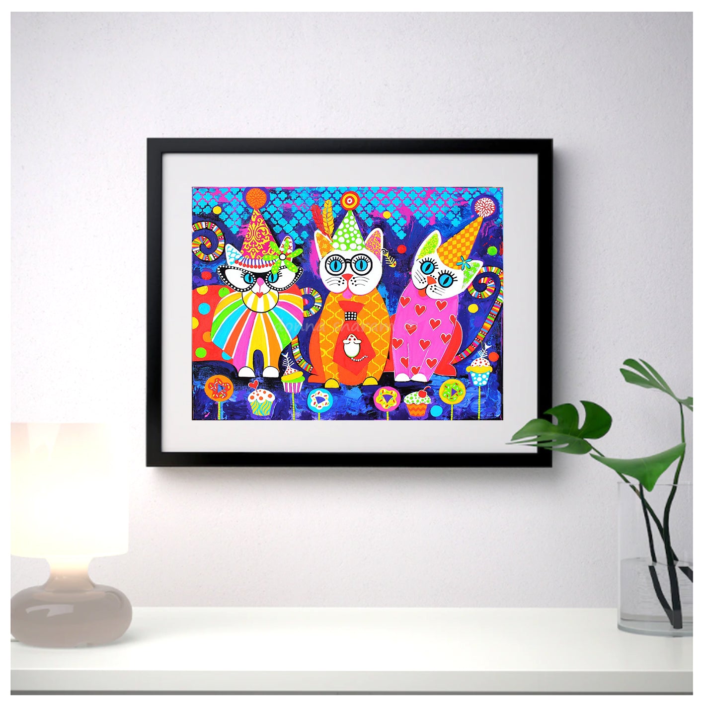 Wall Art Framed Print - Cupcakes - Cats