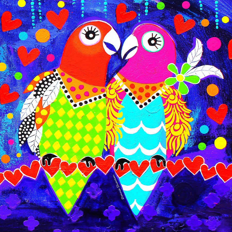 Canvas Wall Art - Lovebirds