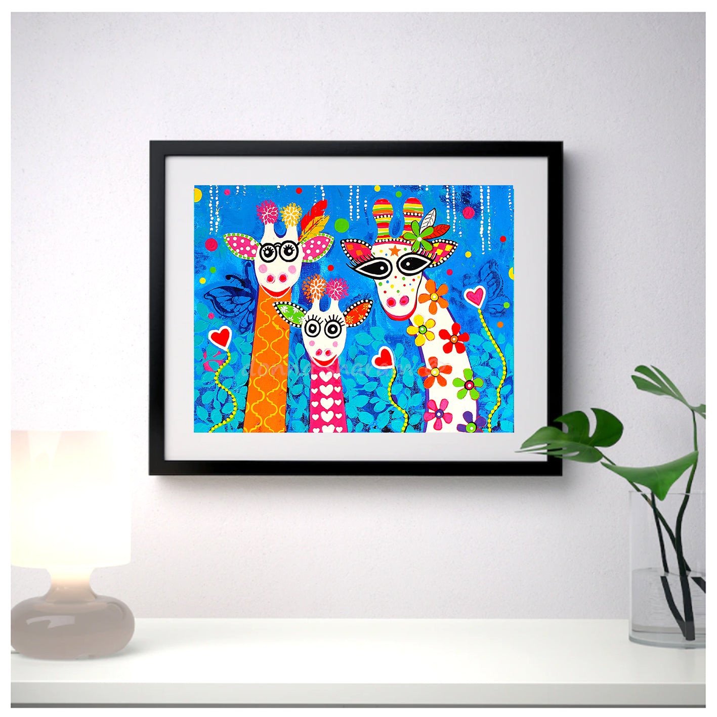 Wall Art Framed Print - Mr Gees Family - Giraffe
