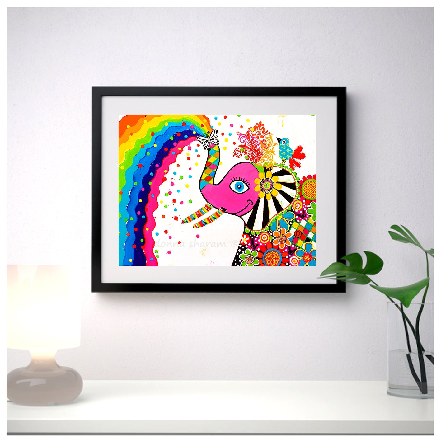 Wall Art Framed Print - Sunshower - Elephant